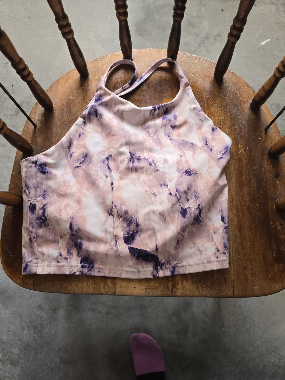 Old Navy Pink and Purple Marble Halter Crop Top